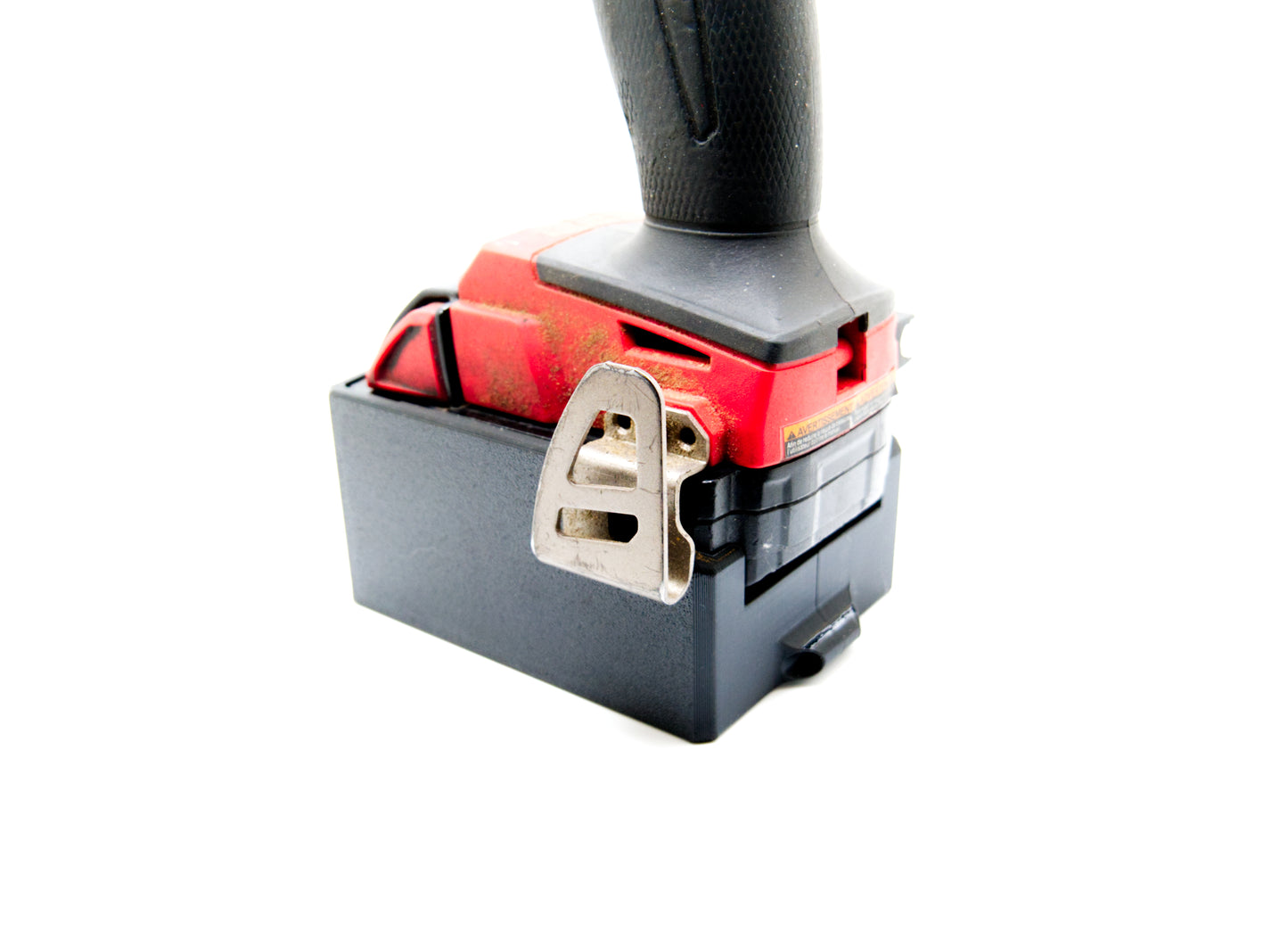 Milwaukee M18 Battery Case | M18 Magnetic Battery Boot for XC 4.0 & XC 5.0 - on battery on tool back view