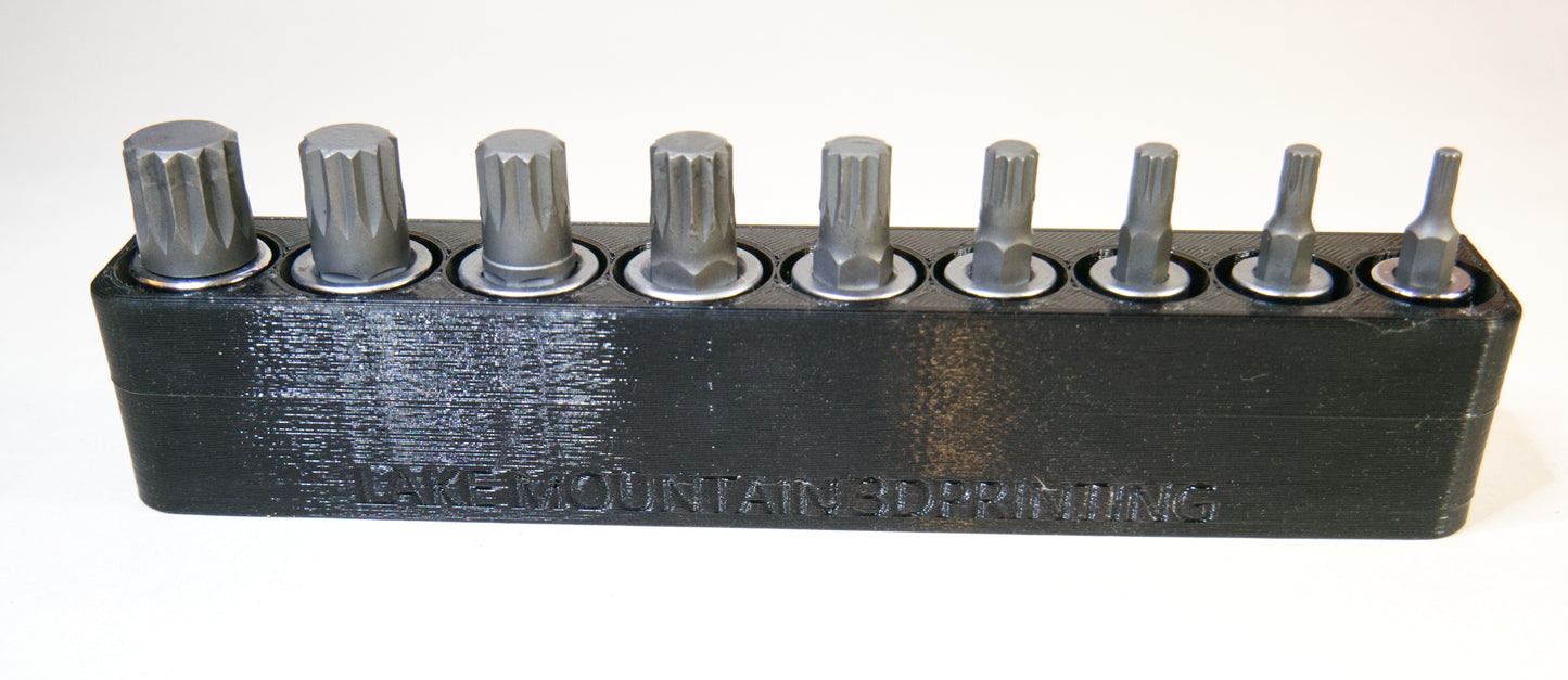 Magnetic Socket Organizer for Triple Square Sockets - with sockets in it